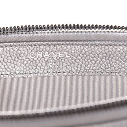 Chanel Metallic Caviar Quilted Small Clutch With Chain Silver 6 of 10
