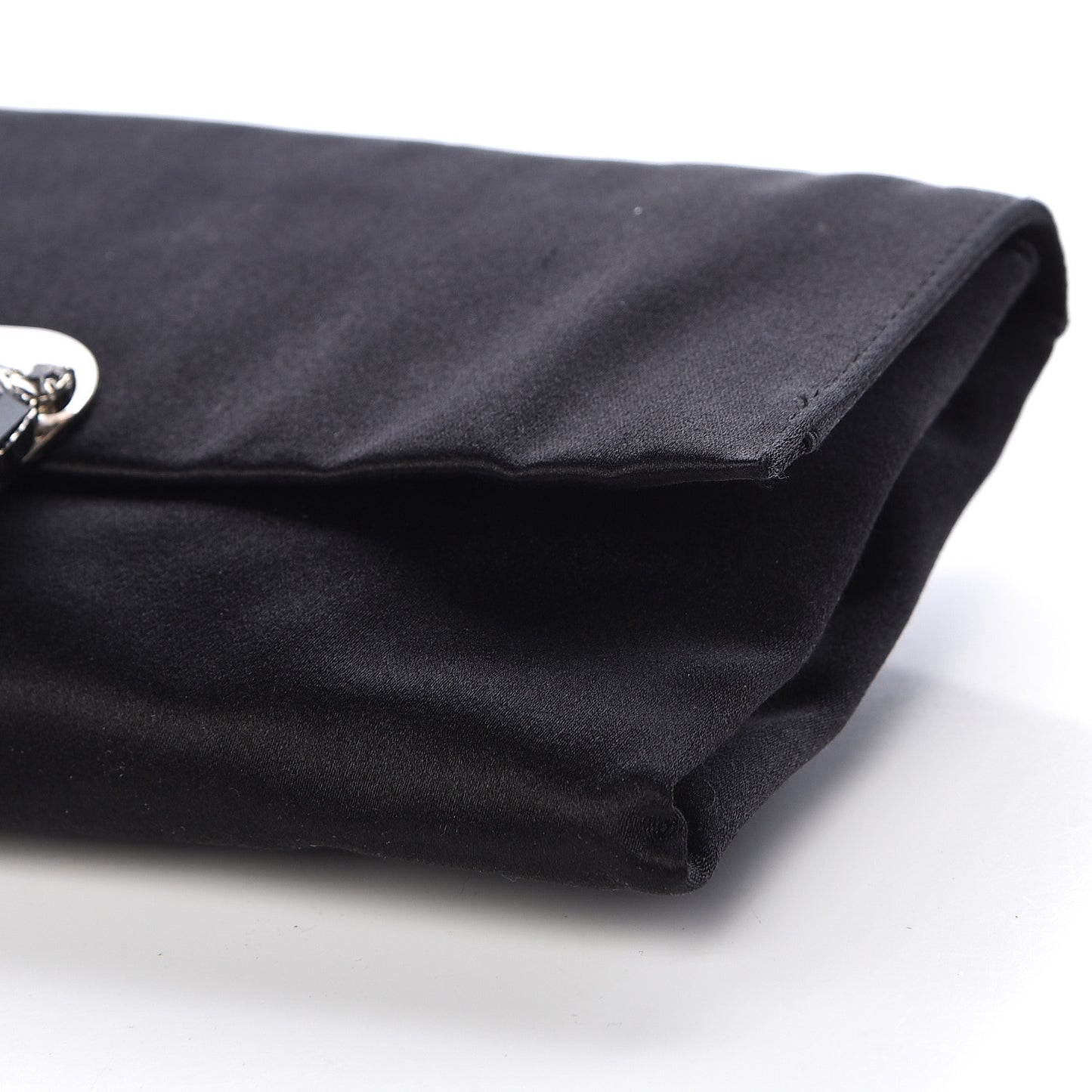 Satin Crystal Clutch Black