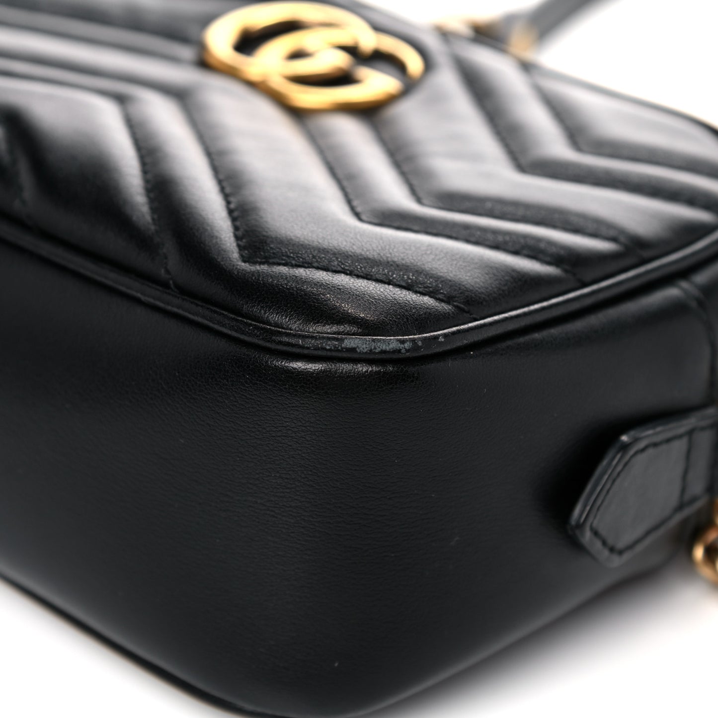 Calfskin Matelasse Mini GG Marmont Chain Shoulder Bag Black