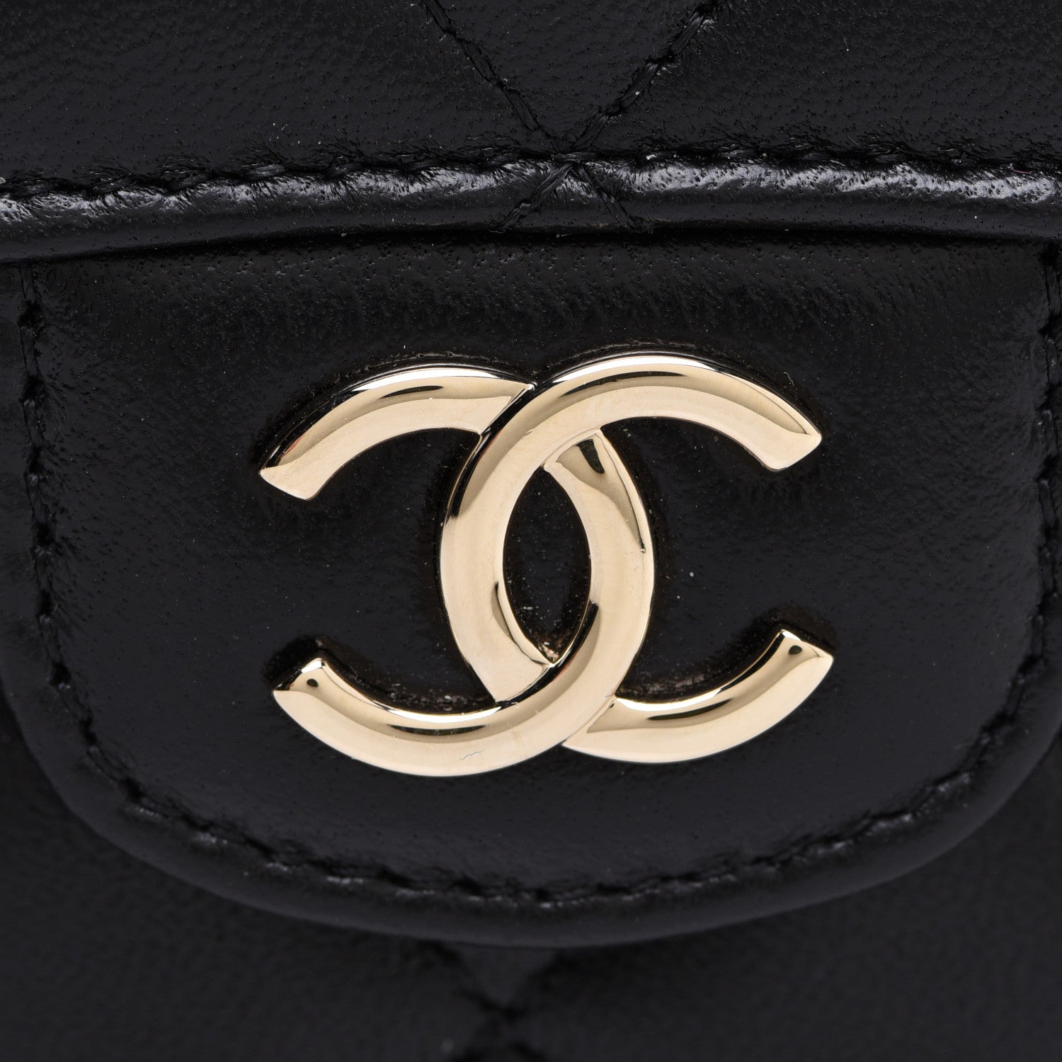 Chanel Lambskin Quilted Top Handle Flap Coin Purse With Chain Black 9 of 14