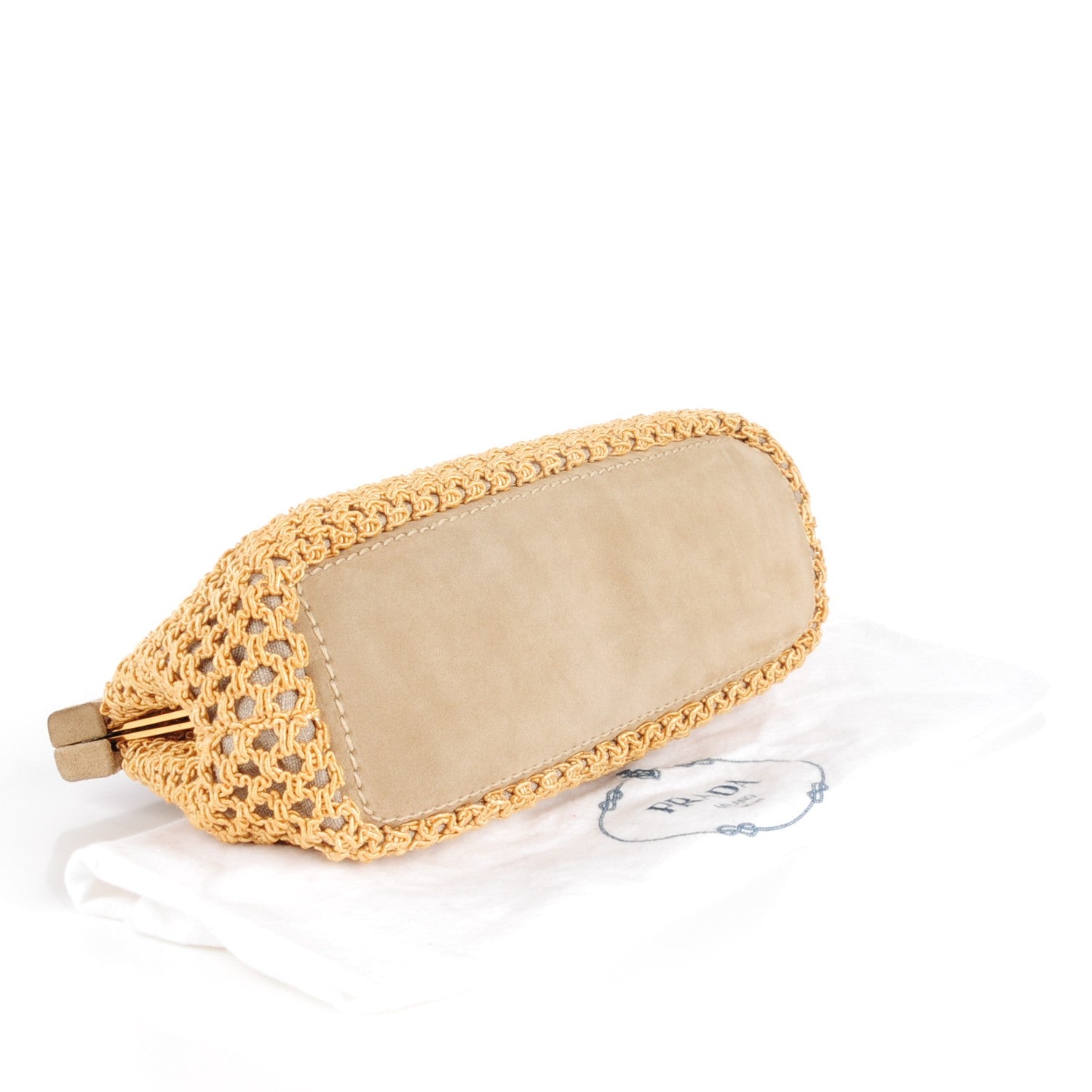 Prada Canvas Silk Woven Rete Clutch Naturale 4 of 8