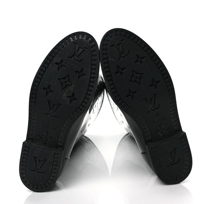 Louis Vuitton Rubber Embossed Monogram Drops High Rain Boots 37 Black 5 of 6