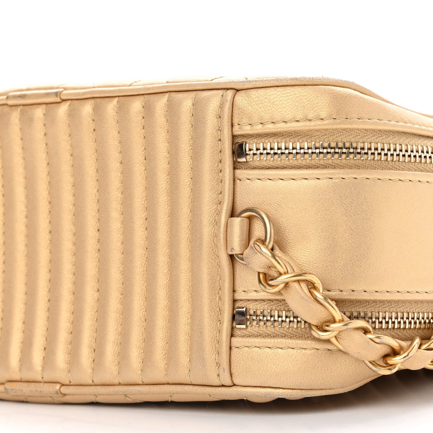 Chanel Metallic Lambskin Quilted Small Coco Boy Camera Case Gold 10 of 15
