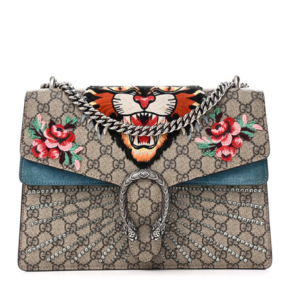 Gucci GG Supreme Monogram Angry Cat Embroidered Medium Dionysus Shoulder Bag Beige Ultramarine 1 of 10