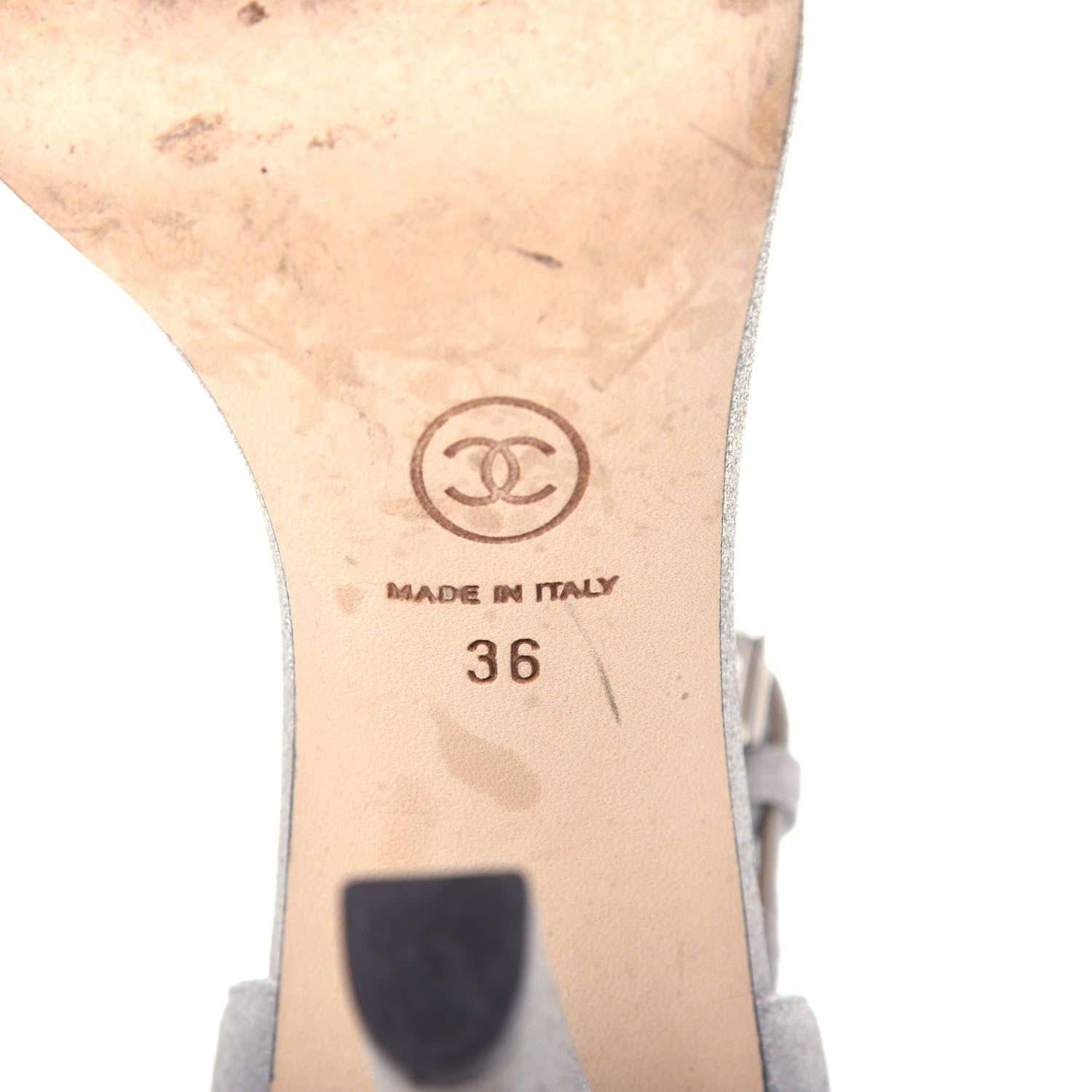 Chanel Metallic Lambskin CC Sandal 36 Silver Black 9 of 12