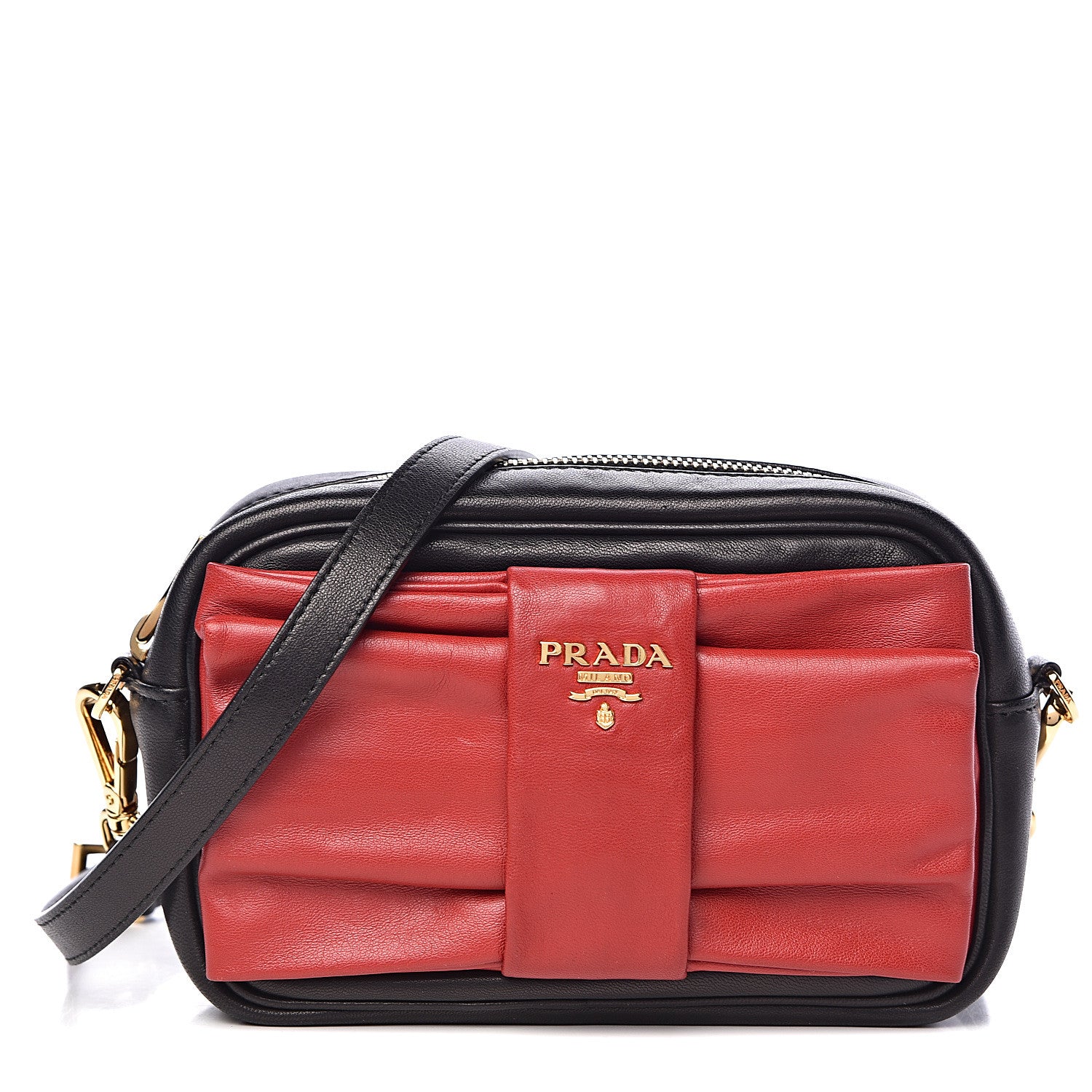 Prada Nappa Fiocco Bow Crossbody Clutch Black Fuoco 1 of 11