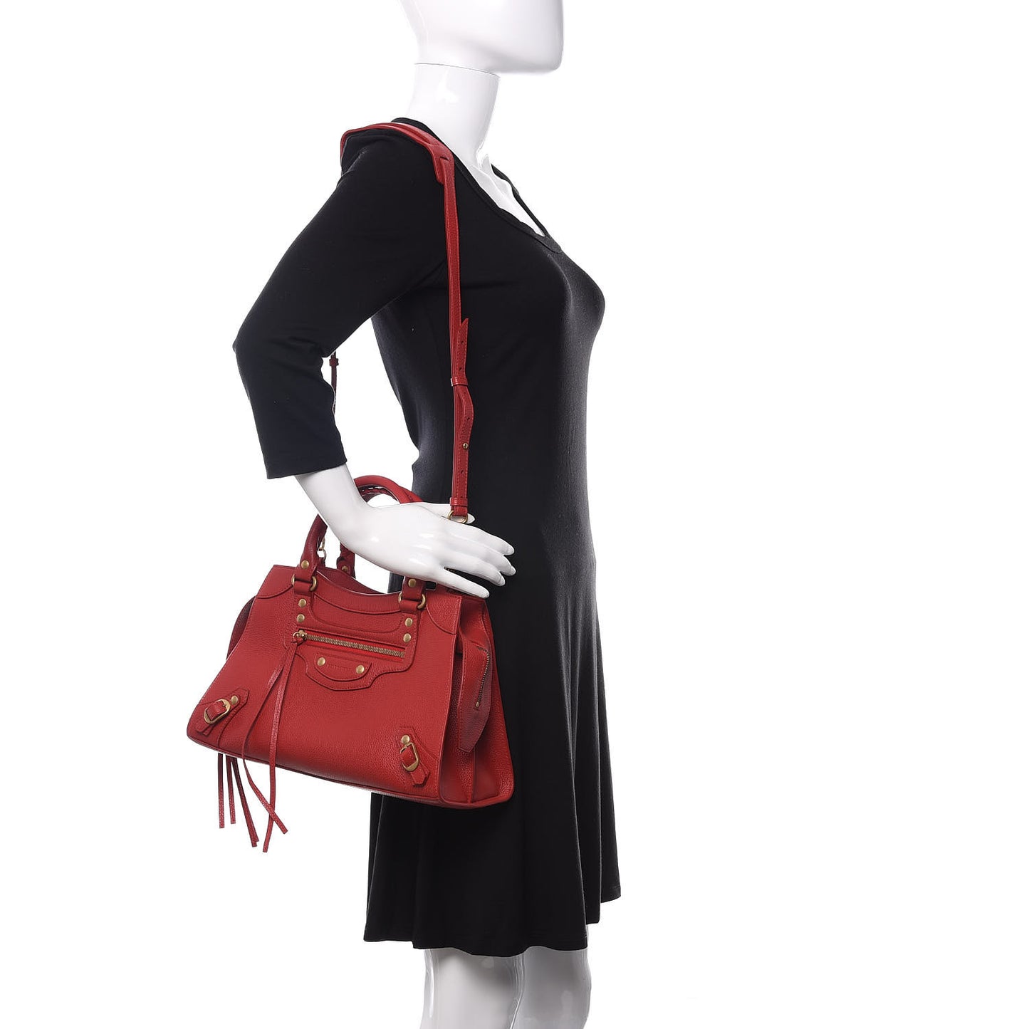 Grained Calfskin Neo Classic Gold Hardware S City Medium Red