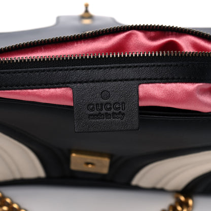 Gucci Calfskin Matelasse Small GG Marmont Shoulder Bag Black White 6 of 15