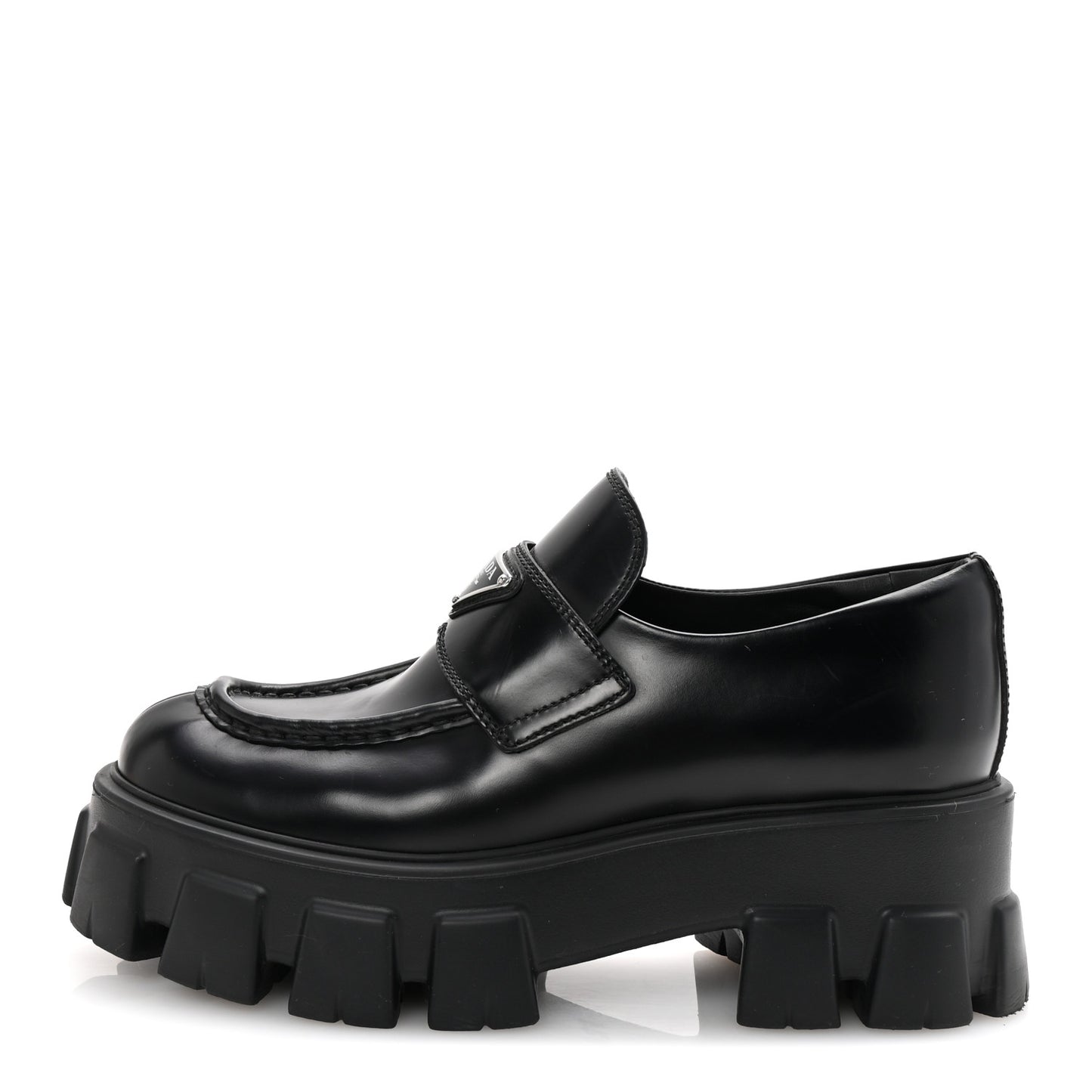 Spazzolato Rois Metal Triangle Logo Monolith 55mm Loafers 38 Black