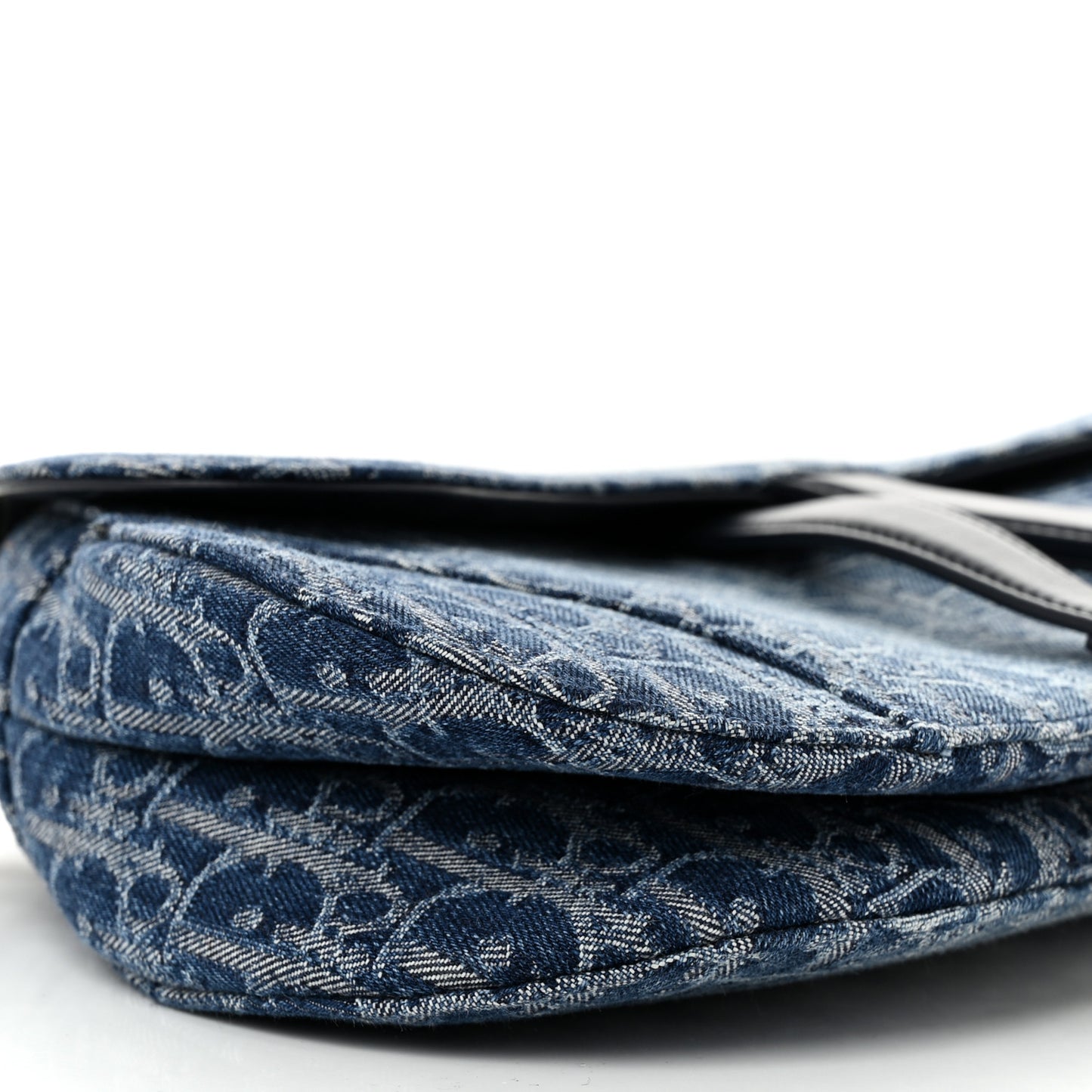 Denim Oblique Jacquard Saddle Bag Blue