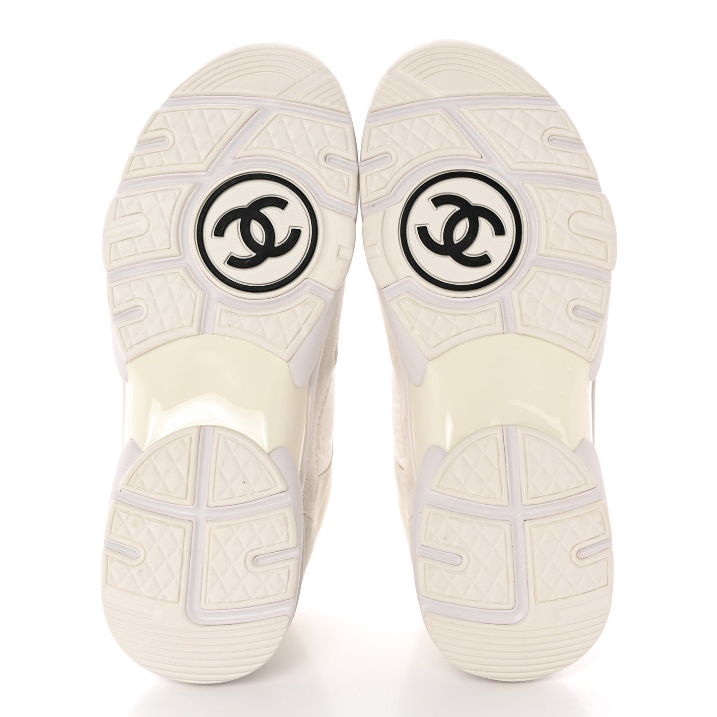 Calfskin Mixed Fibers CC Sneakers 36 White