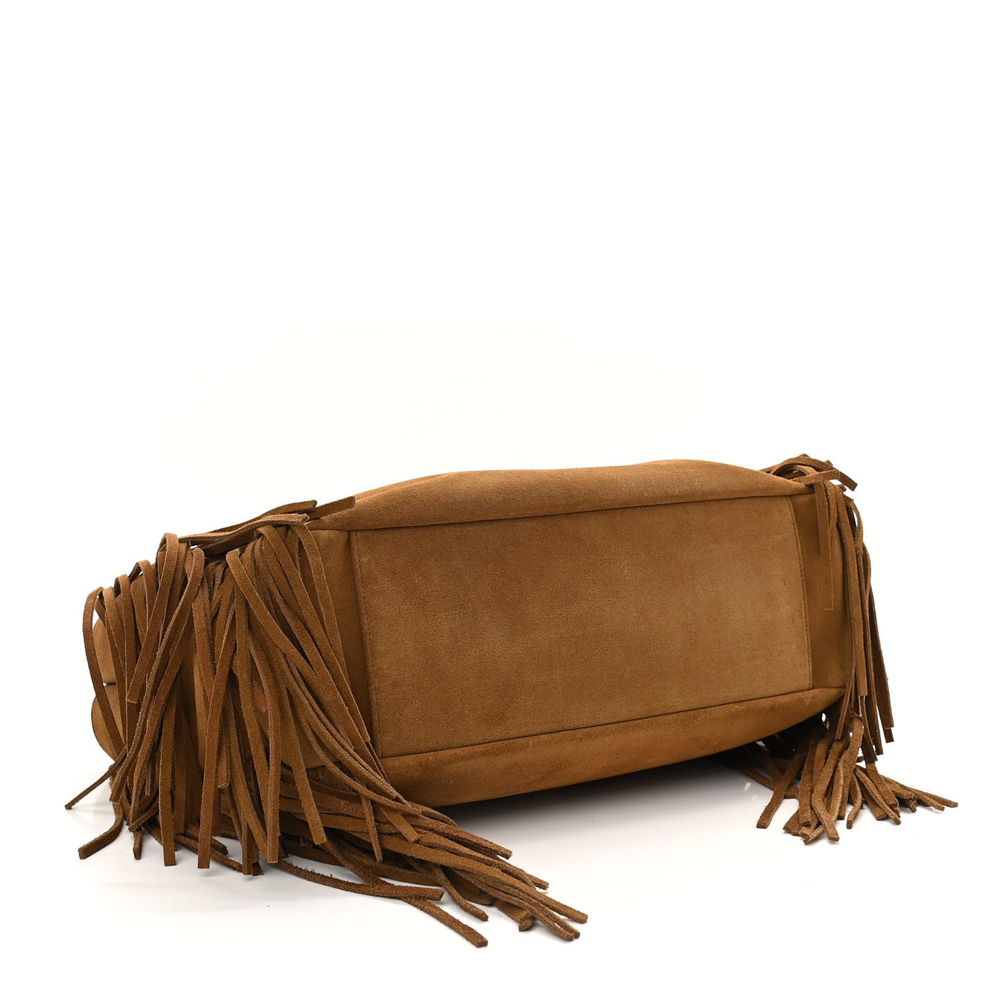 Suede Fringe Monogram Shopping Tote Light Ochre