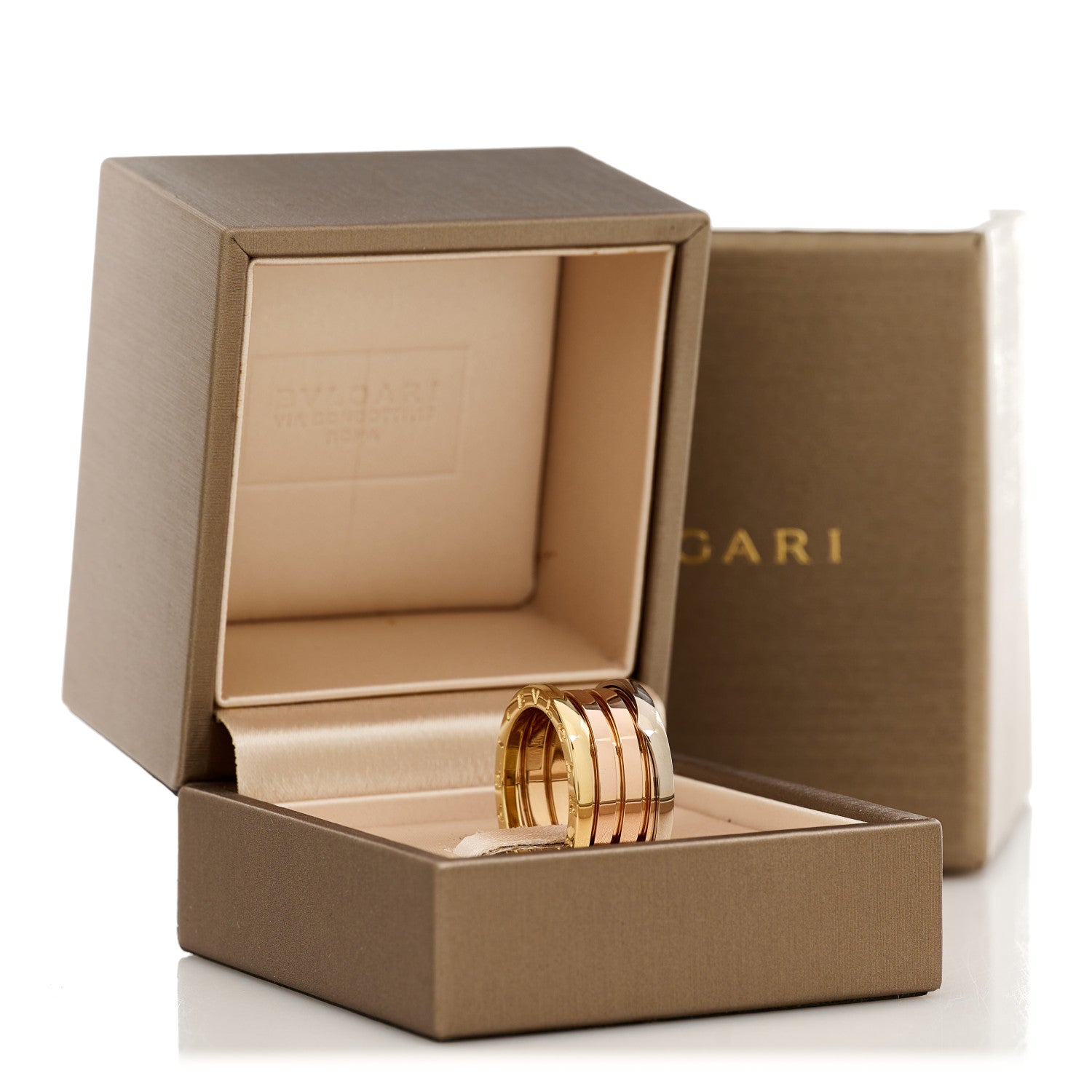 Bulgari 18K Rose White Yellow Gold B.Zero1 Four-Band Ring 55 7.25 7 of 7