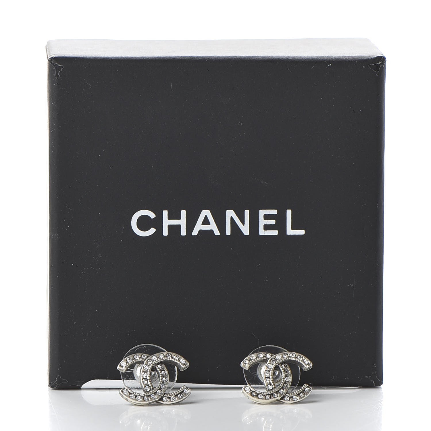 Chanel Crystal CC Earrings Silver 5 of 5