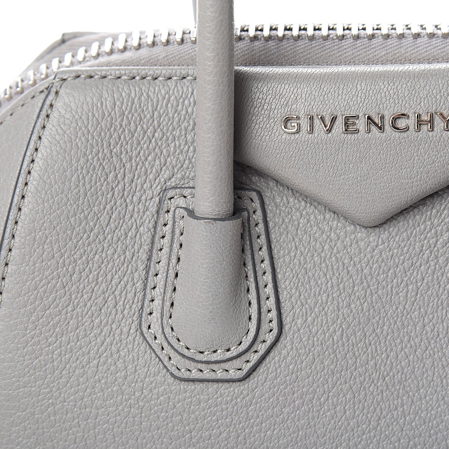 Sugar Goatskin Mini Antigona Pearl Grey