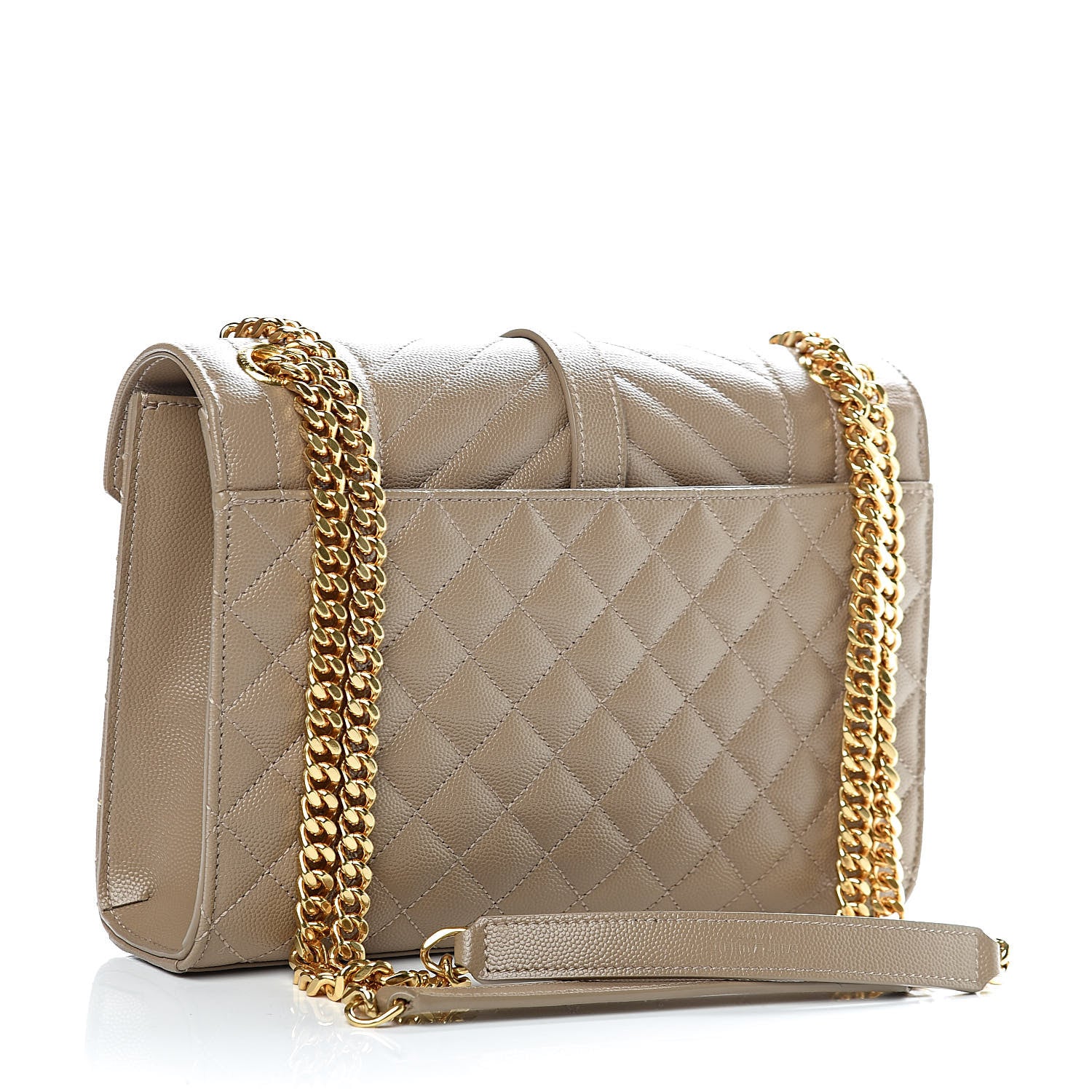 Saint Laurent Grain De Poudre Textured Mixed Matelasse Medium Triquilt Monogram Satchel Taupe 3 of 11