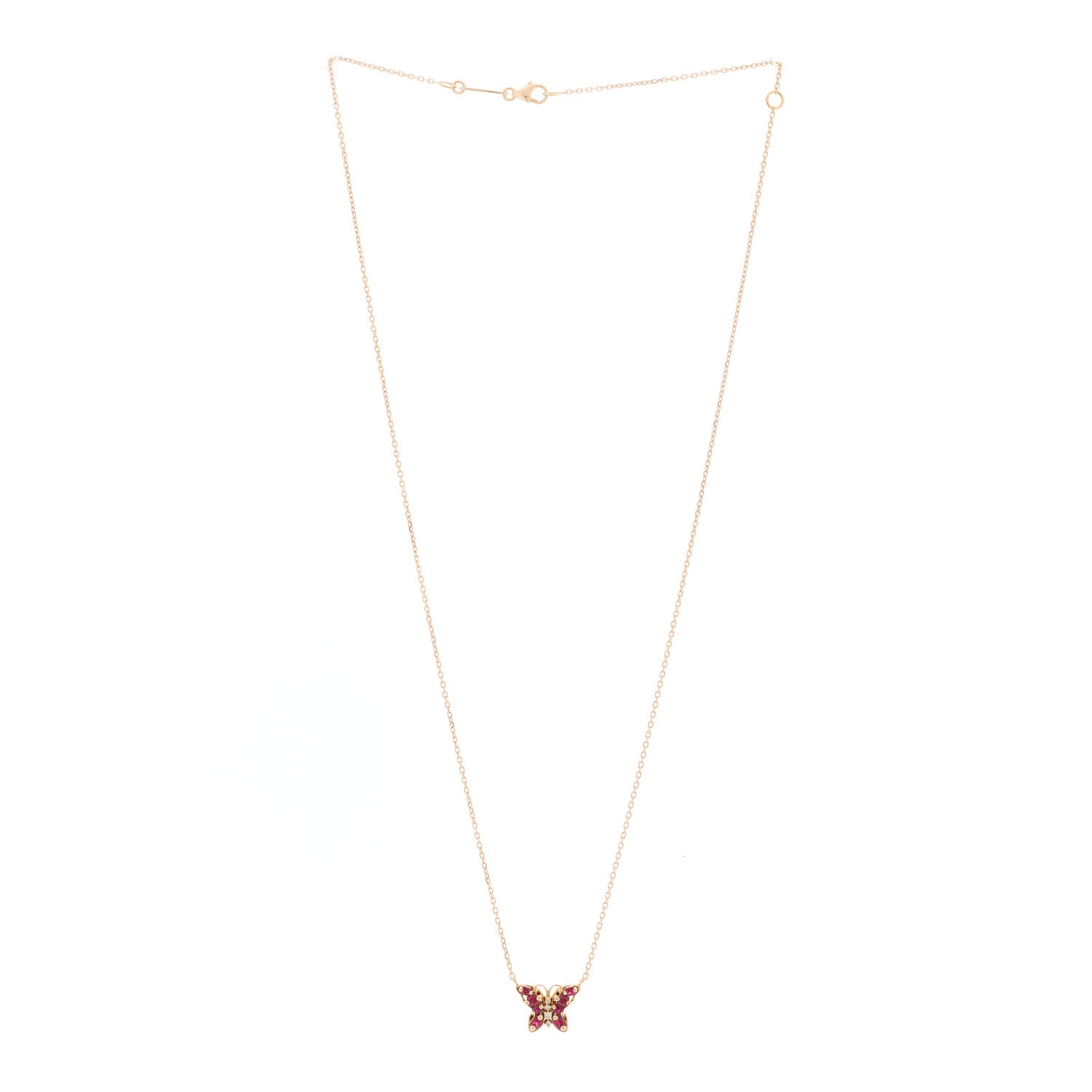 Suzanne Kalan 18K Rose Gold Diamond Ruby Mini Butterfly Pendant Necklace 3 of 7
