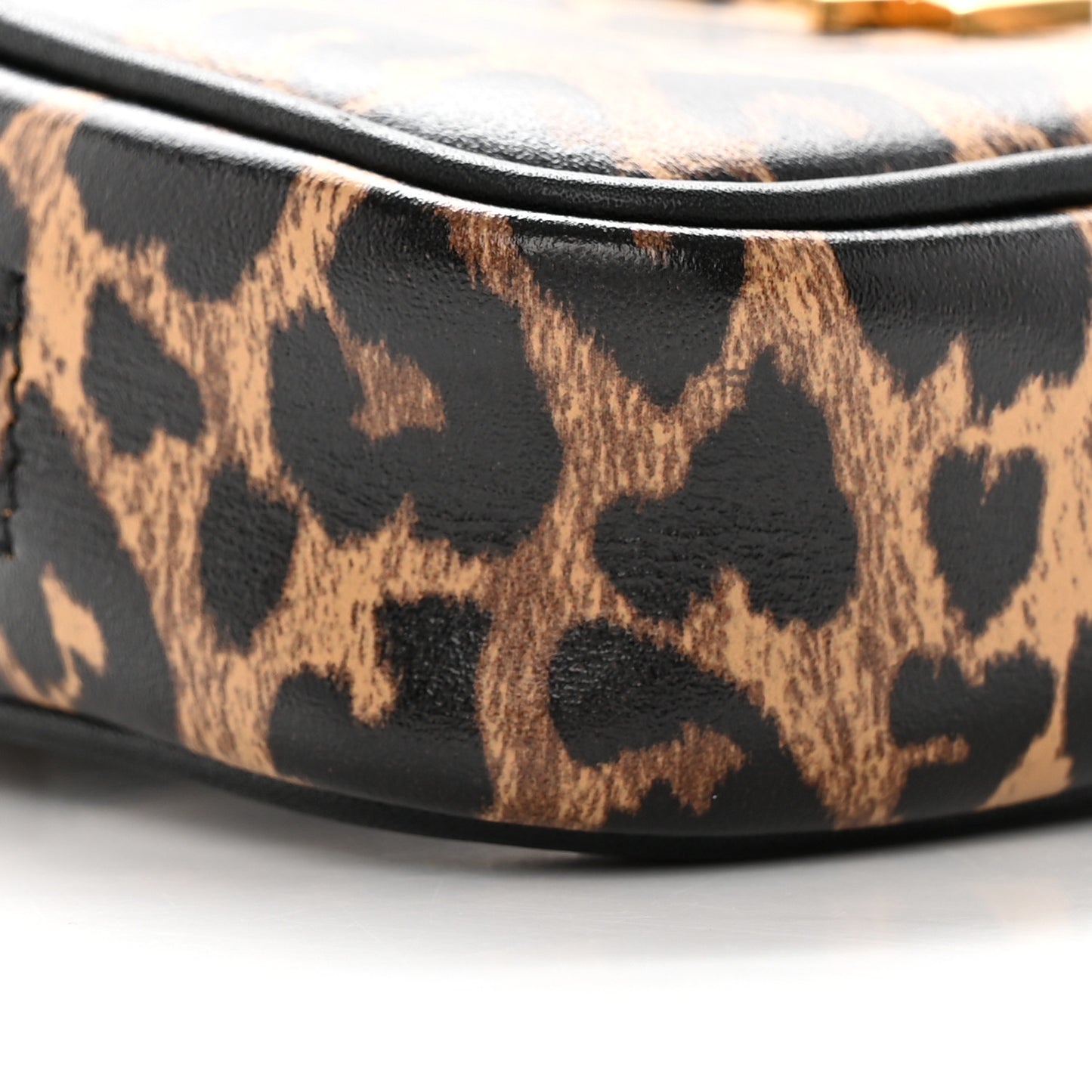 Calfskin Heart Leopard Print Monogram Baby Lou Camera Bag Toffee