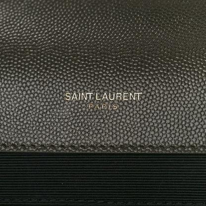 Saint Laurent Grain De Poudre Textured Mixed Matelasse Large Triquilt Monogram Satchel Army Green 6 of 9