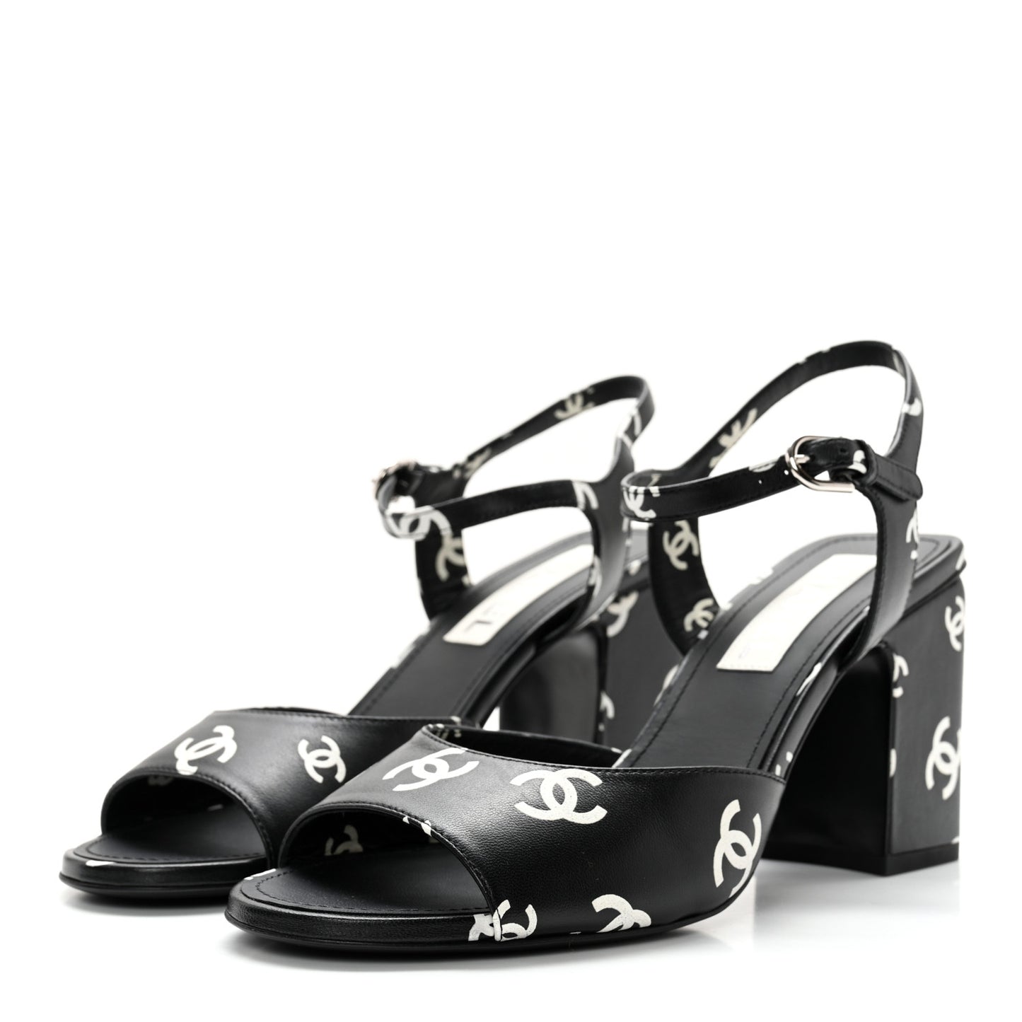 Lambskin Printed Coco Beach Sandals 40 Black White