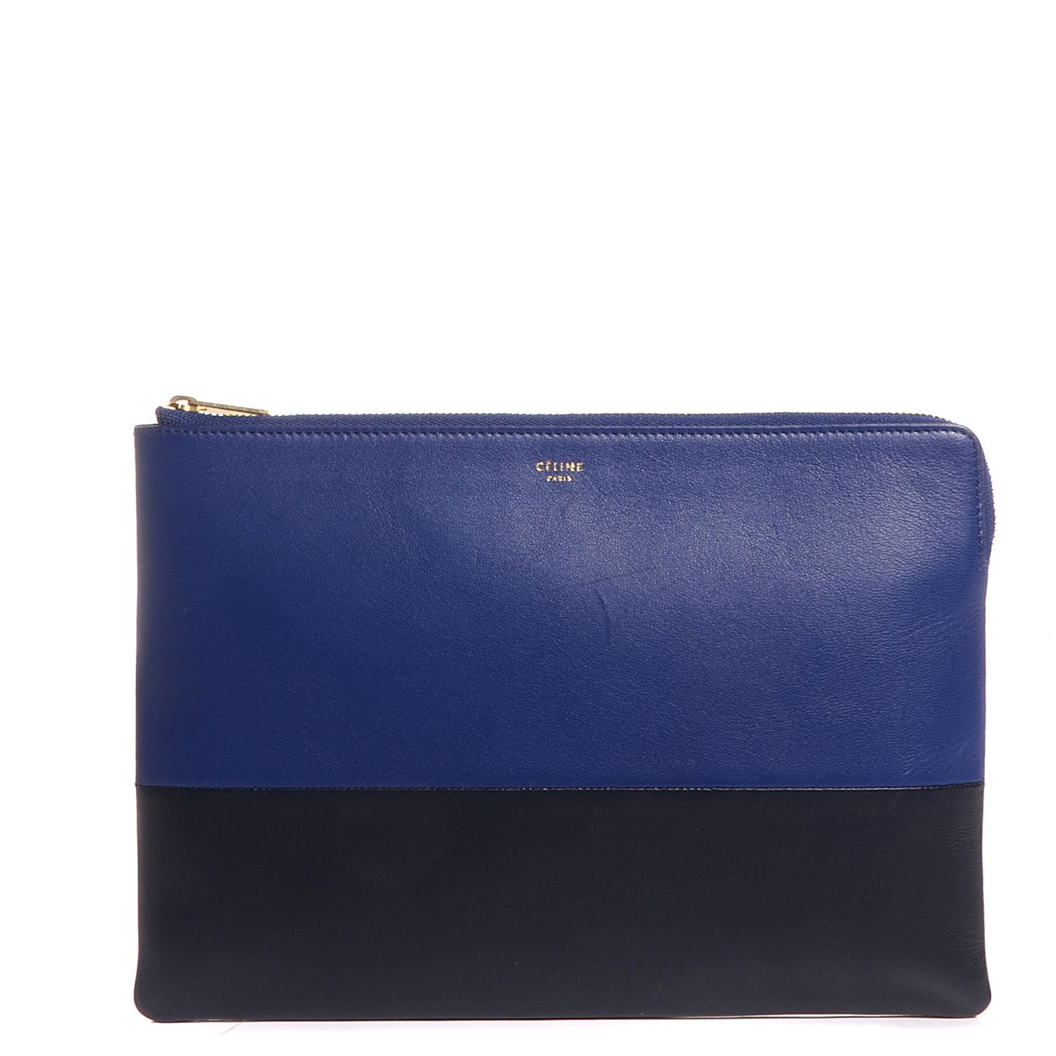 Celine Lambskin Bi-Color Solo Clutch Pouch Indigo Black 1 of 9