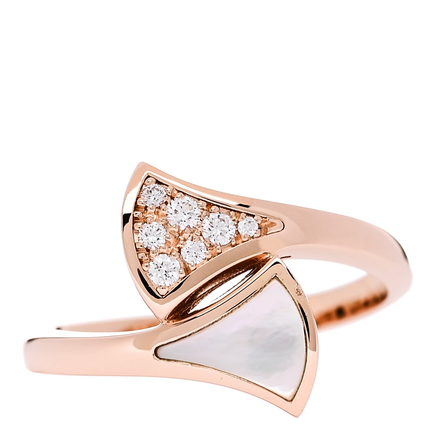 Bulgari 18K Rose Gold Diamond Mother of Pearl Divas' Dream Ring 53 6.5 1 of 6
