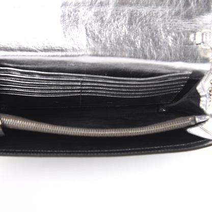 Saint Laurent Metallic Crinkled Calfskin Belle de Jour Chain Clutch Silver 5 of 9