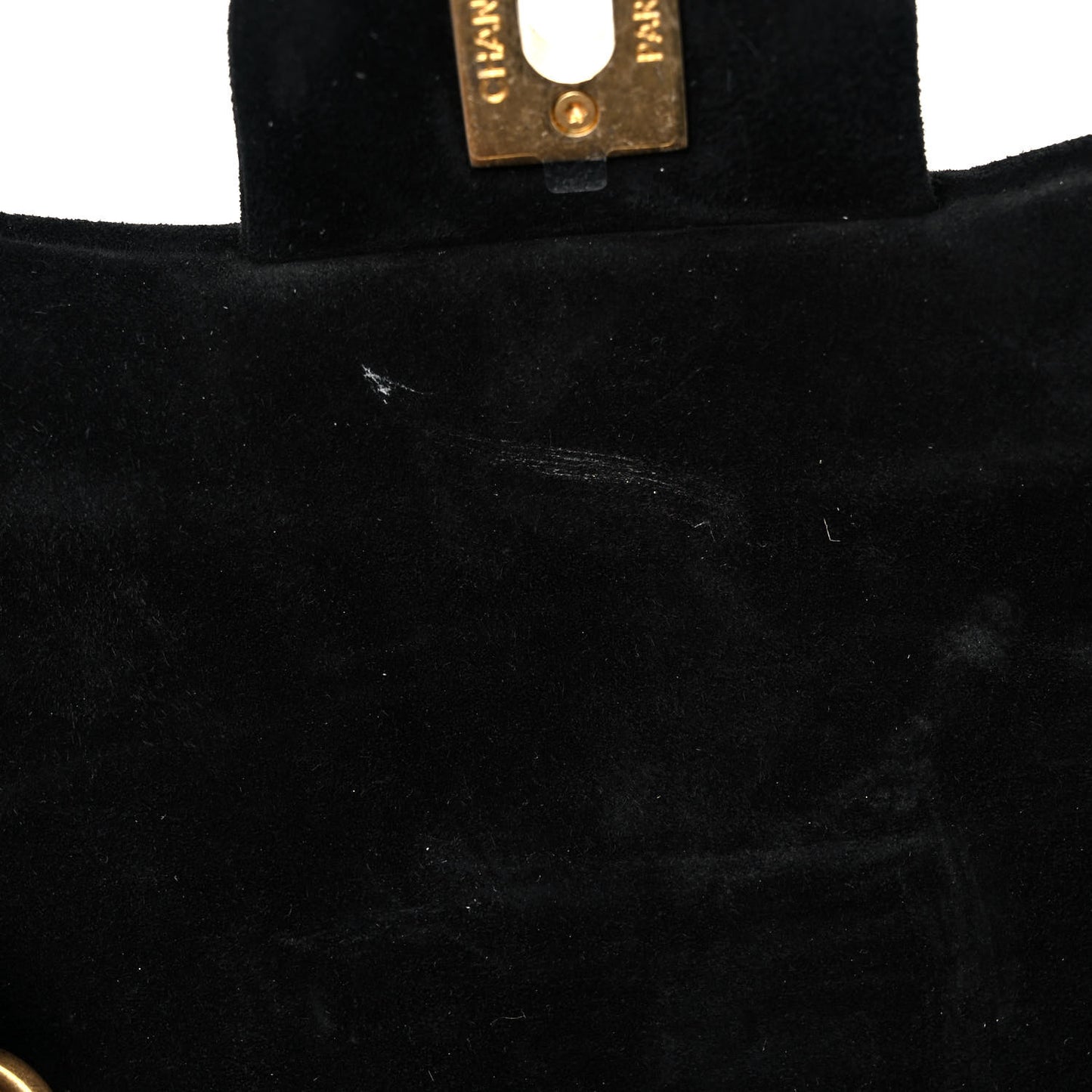 Suede Quilted Mini Double Frame Flap Black