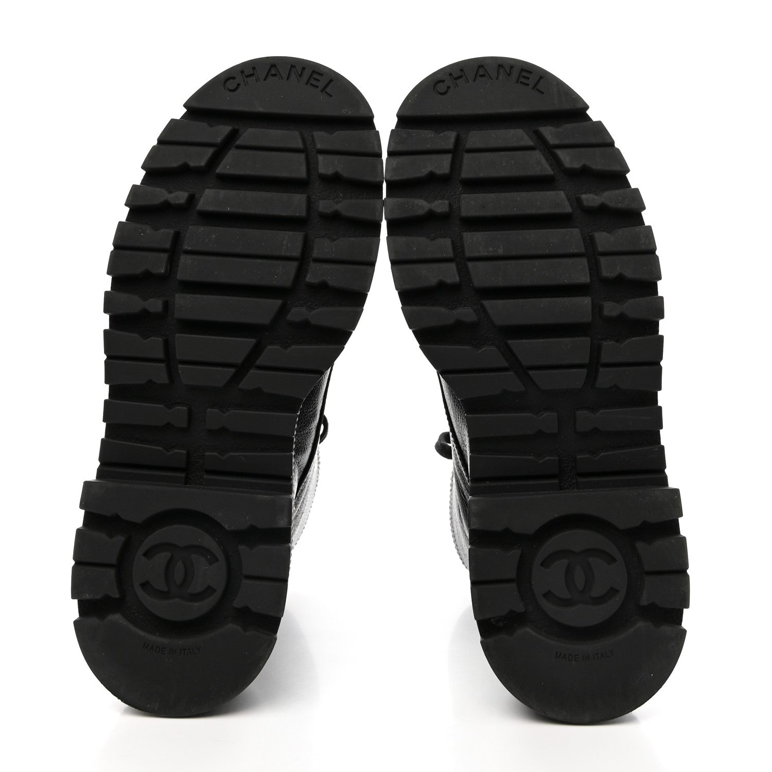Chanel Calfskin CC Lace Up Combat Boots 38 Black 6 of 16