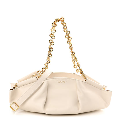 Loewe Shiny Nappa Calfskin Small Paseo Bag With Chain Soft White 1 of 9