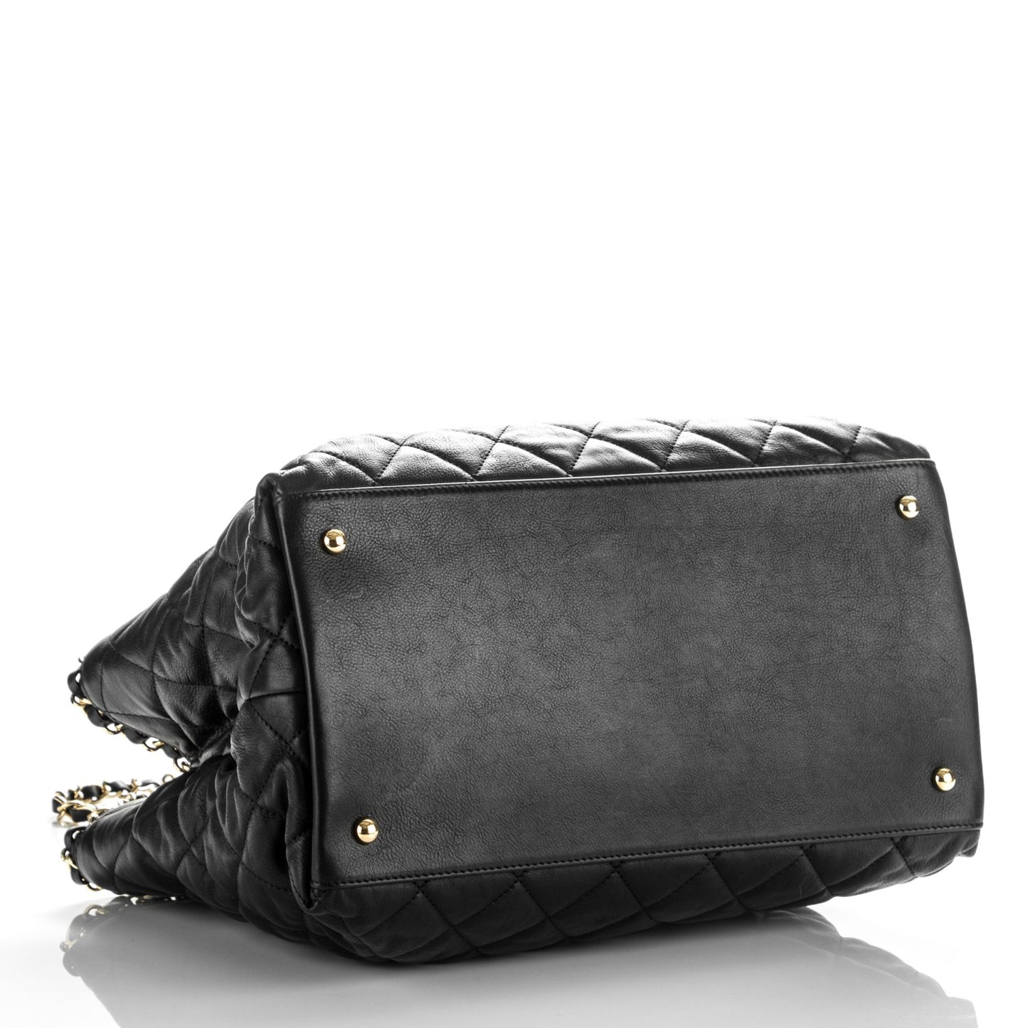 Calfskin Quilted Small Chain Me Tote Black