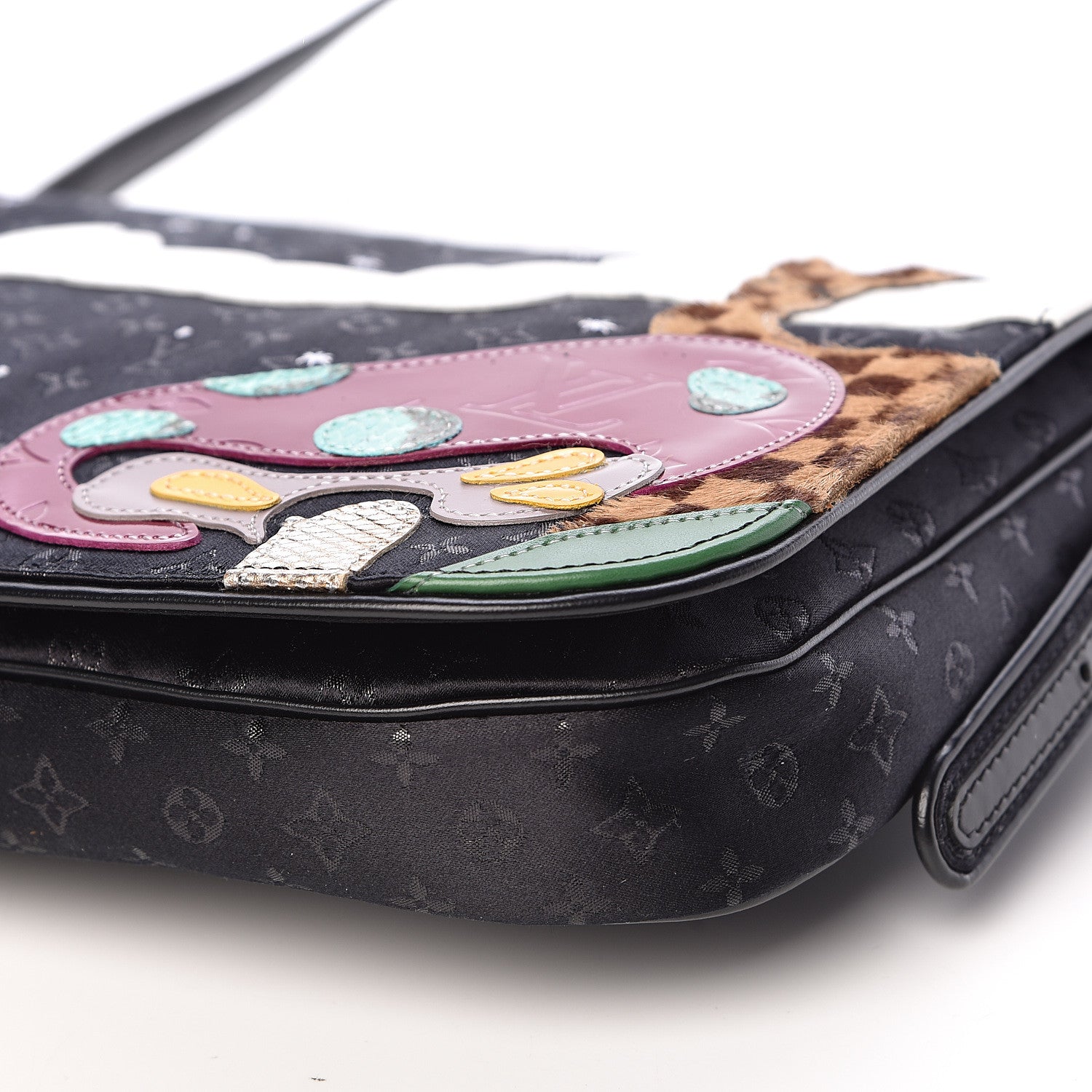 Louis Vuitton Satin Mini Monogram Conte De Fees Patchwork Musette Black 8 of 9