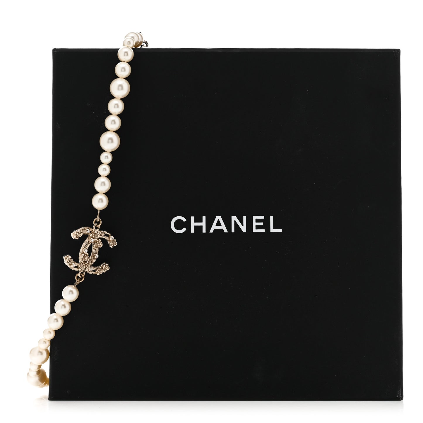 Pearl Crystal CC Camellia Short Necklace Gold