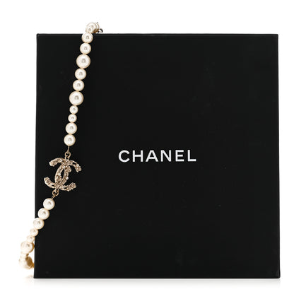 Chanel Pearl Crystal CC Camellia Short Necklace Gold 6 of 6