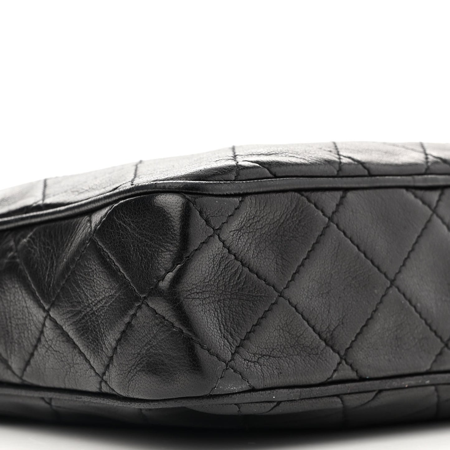 Lambskin Quilted Tassel Camera Case Black