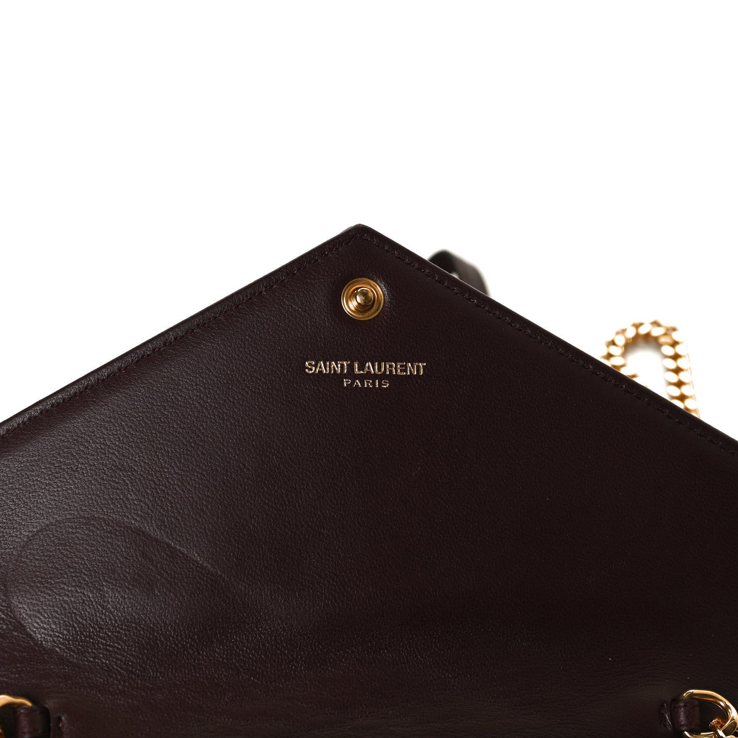 Saint Laurent Nappa Matelasse Chevron Monogram Chain Wallet Amaranto 6 of 10