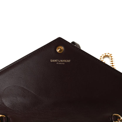 Saint Laurent Nappa Matelasse Chevron Monogram Chain Wallet Amaranto 6 of 10