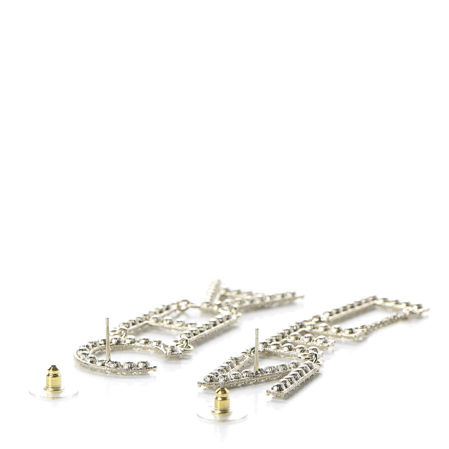Crystal Cha-Nel Logo Drop Earrings Gold