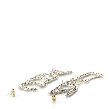 Chanel Crystal Cha-Nel Logo Drop Earrings Gold 3 of 5