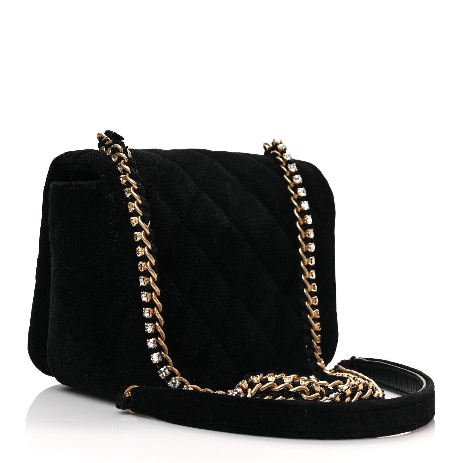 Chanel Velvet Quilted Crystal CC Mini Flap Black 3 of 8