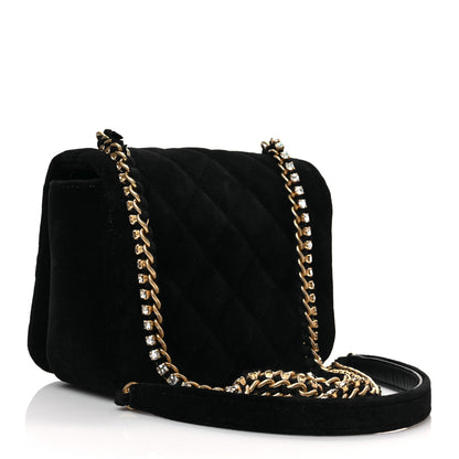Chanel Velvet Quilted Crystal CC Mini Flap Black 3 of 8