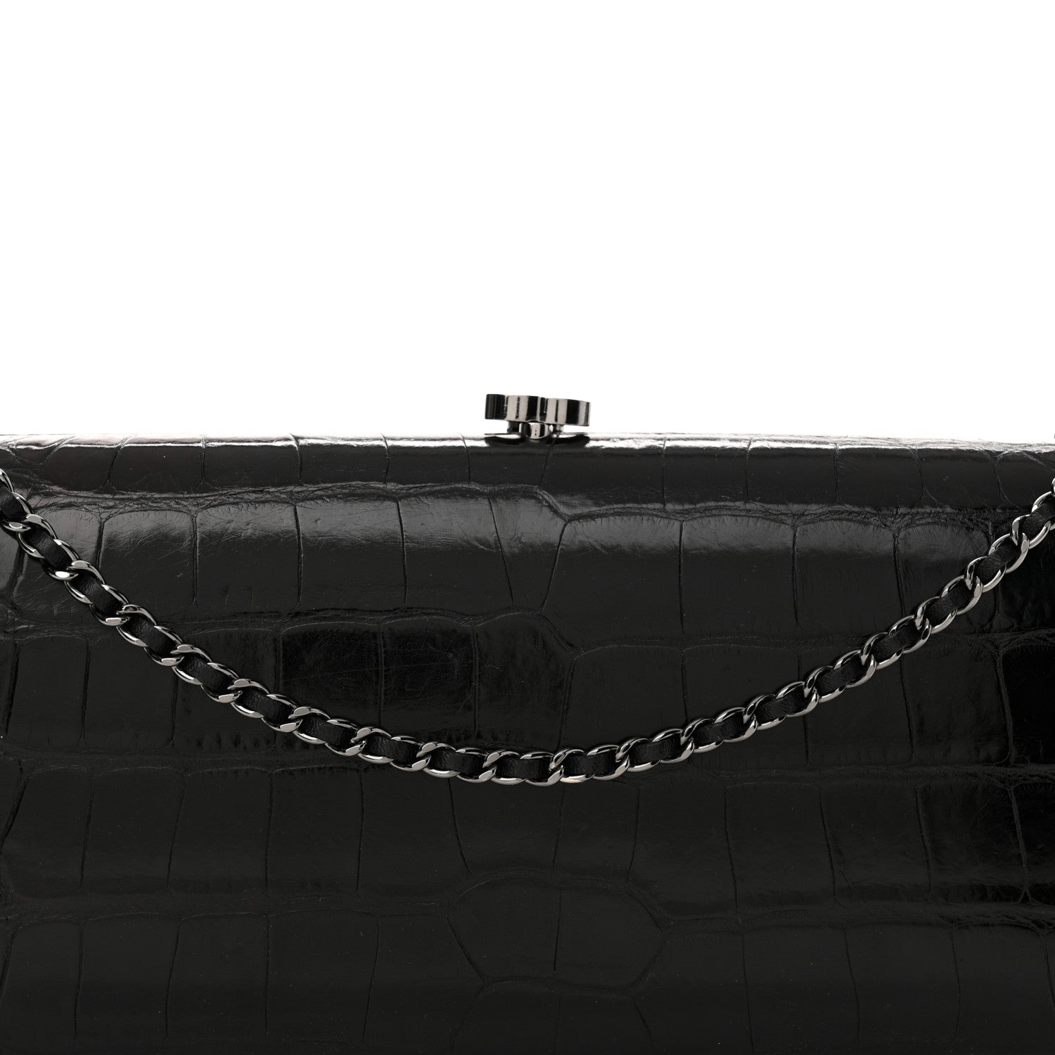 Chanel Alligator Chain Clutch Black 8 of 13