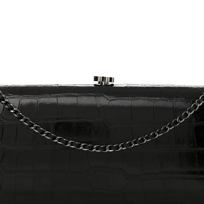 Chanel Alligator Chain Clutch Black 8 of 13