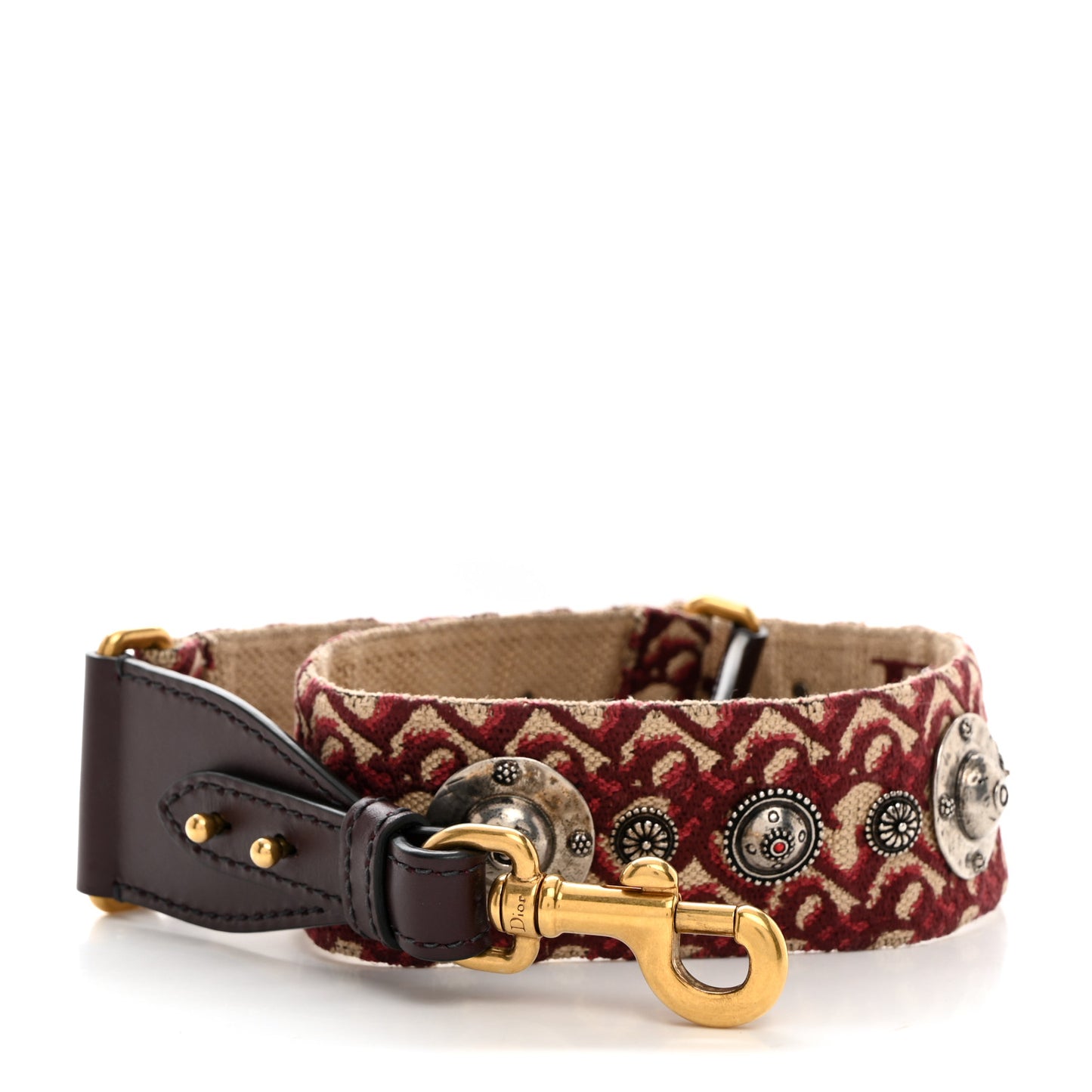 Oblique Studded Shoulder Strap Burgundy