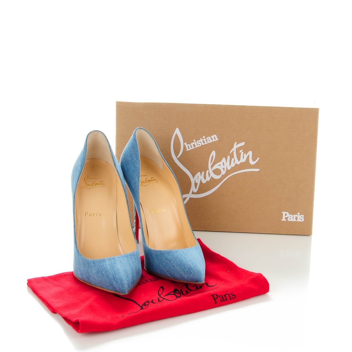 Denim Crackled Calfskin Hawaiian Print Pigalle Follies 100 Pumps 37.5 Blue White