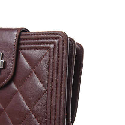 Chanel Lambskin Quilted Boy Zipped Pocket Wallet Burgundy 12 of 18