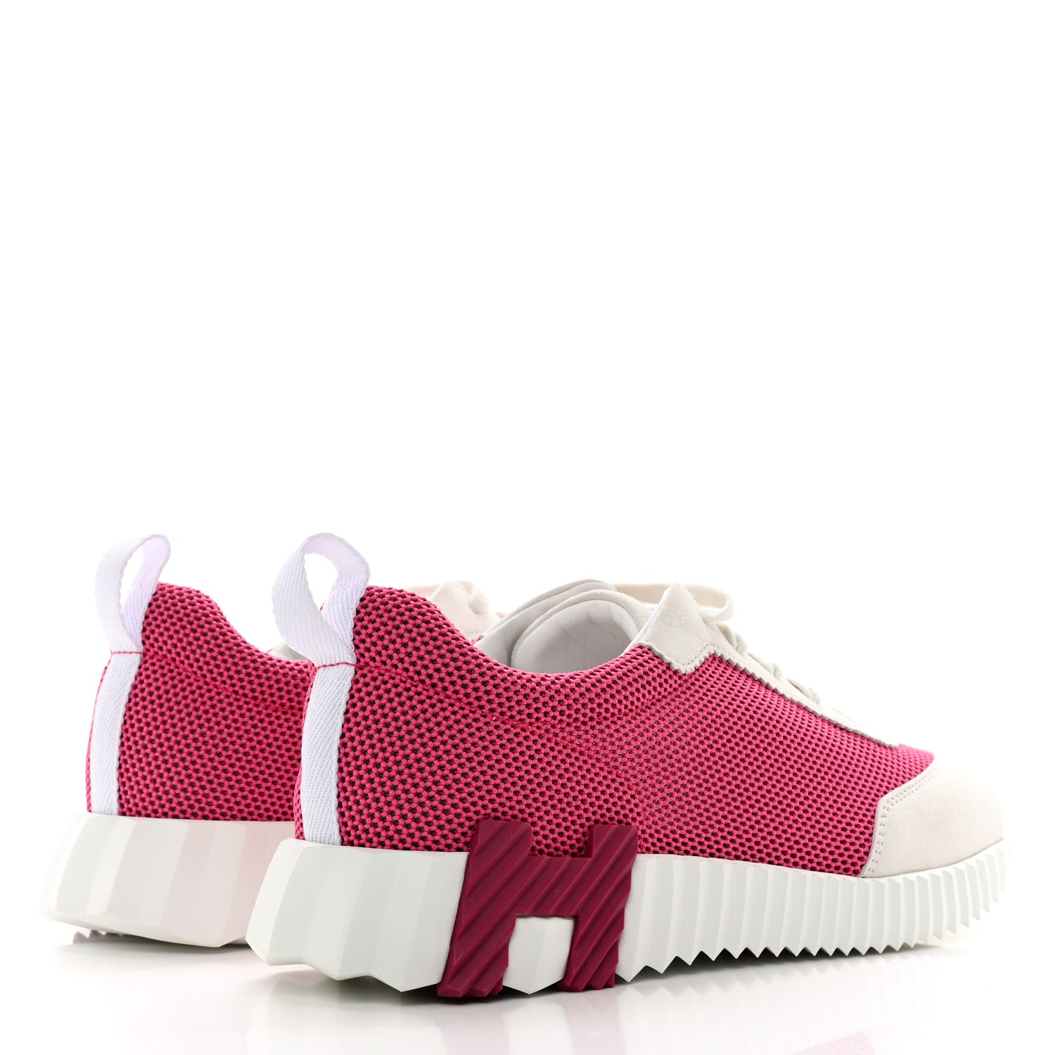 Hermes Air Mesh Suede Goatskin Bouncing Sneakers 40 Rose Multicolor 4 of 9