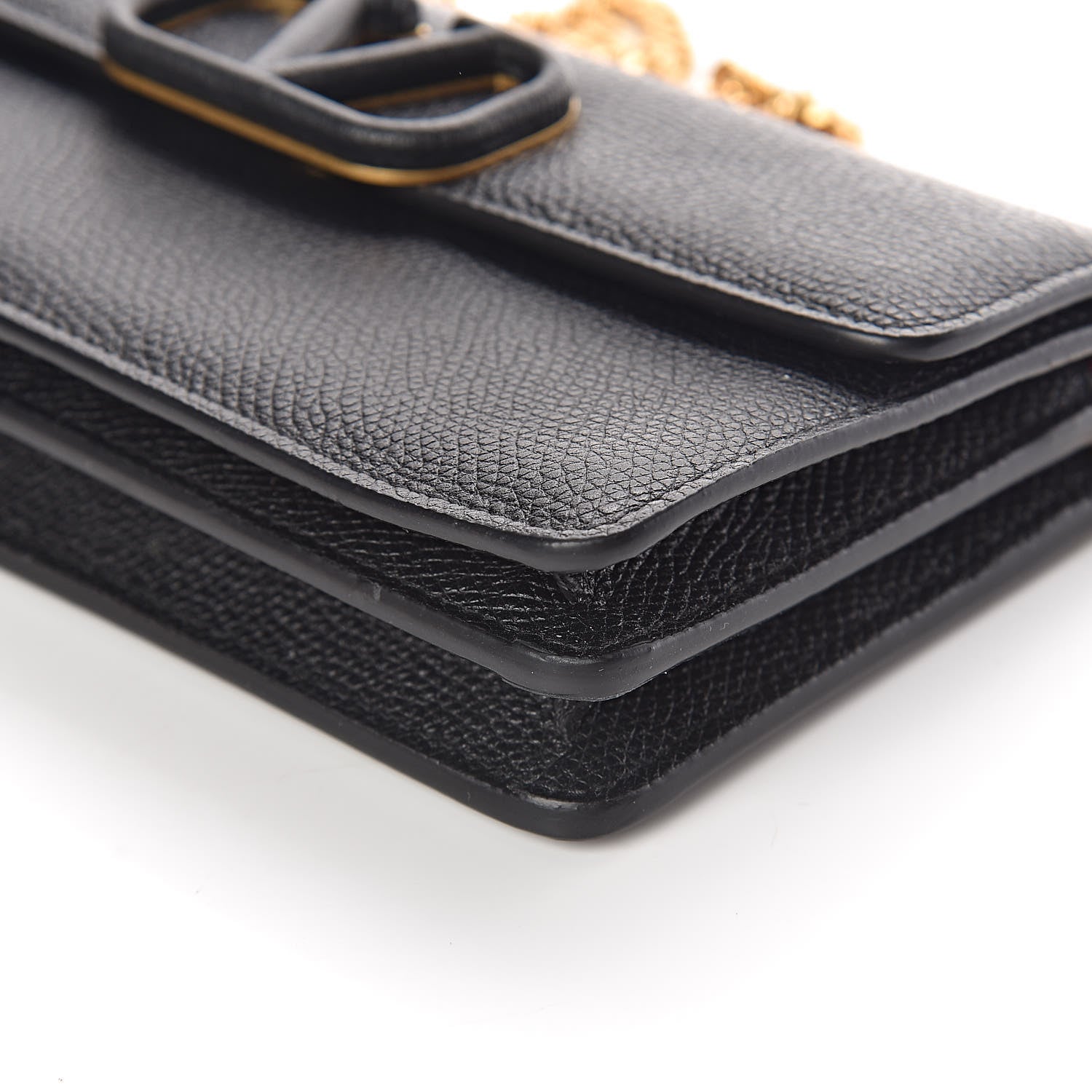 Valentino Garavani Grainy Calfskin Vlogo Wallet With Chain Black 9 of 9