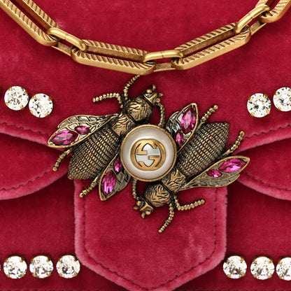 Gucci Velvet Crystal Mini Bee Broadway Shoulder Bag Light Raspberry Rose 9 of 13