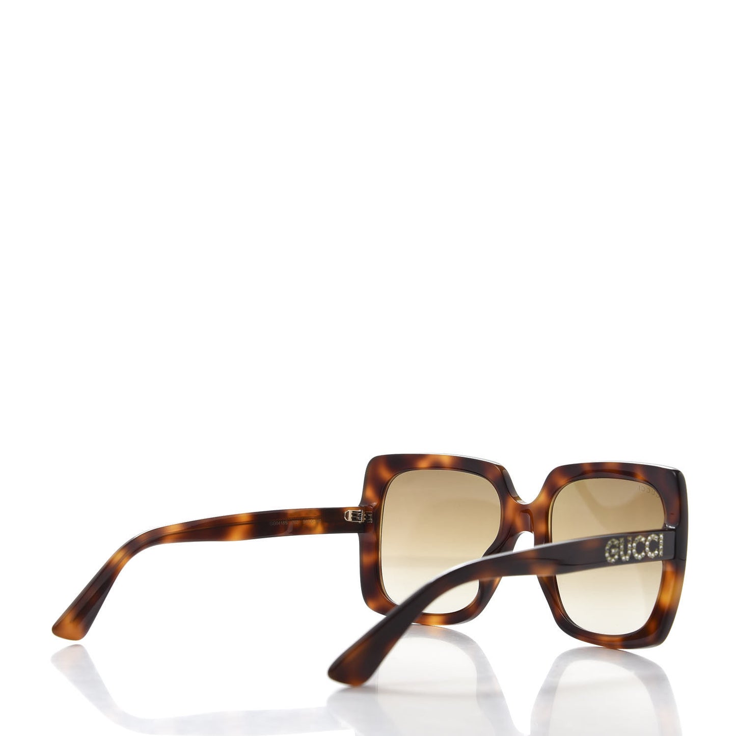 Acetate Square Frame Crystal Sunglasses GG 0418S Tortoiseshell